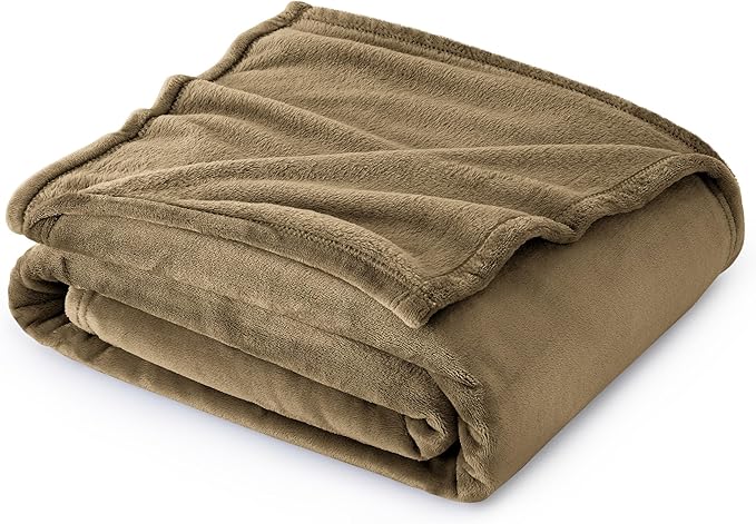 Bedsure Fleece Throw Blanket for Sofa - Soft Cosy Fluffy Blankets for Bed, Warm Single Throws for Audlts, Camel, 130x150 cm