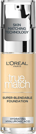 L'Oreal Paris True Match Liquid Foundation, Skincare Infused with Hyaluronic Acid, SPF 17, Available in 40 Shades, 1C Rose Ivory, 30 ml