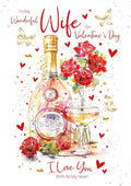 Cherry Orchard |Large Valentines Day Card for Wife | Wife Valentines Day Card | Stylish Champagne Design| Luxury Insert | Complete with Envelope