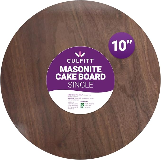 Culpitt Masonite Cake Board, Extra Strong, Round, Pack of 1, Wood Effect - 10 inch 901771