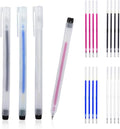 4 Heat Erasable Pens for Fabric Markers, Cloth Marking Pens with 16 Thin Refills for Sewing Quilting, Heat disappearing Ink Pen for Dressmaking, Tailors Sewing Chalk Pencils