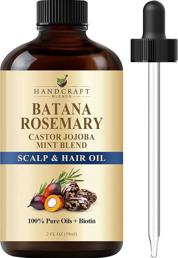 Batana & Rosemary Hair Growth Oil 59 ml – Scalp Treatment & Strengthening for Growth & Loss, Thinning, Dry Scalp, Split Ends – Natural Hair Oil for Women & Men – Intensive Repair & Nourishing Formula