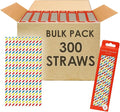 Table Fun 300 x Bulk Stripy Paper Straws Cocktail Disposable Striped Drinking Straws for Birthday, Wedding, Party, Catering, Bar, Yellow, White, Green, Pink, Blue, 19.5 cm