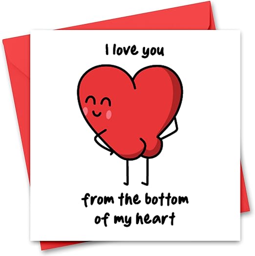 Funny Valentine's Day Card for Him or Her Valentines Day Card for Girlfriend, Boyfriend, Husband or Wife - Valentine's Day Cards for Fiance Fiancee - From The Bottom of My Heart Valentines Day Cards