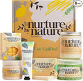 NURTURE BY NATURE Spa Gift Set – 6 Piece Uplifting Pamper Gift Set for Women with Soap, Body Scrub, Hand Cream & Candle – Vegan - Valentines Gifts for Her, Mothers Day Gifts, Self Care Birthday Gift