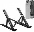 Adjustable Laptop Stand for Desk – Foldable & Portable ABS+Silicone Riser, Ventilated Cooling Holder for 10-17.3” Laptops & Tablets (Black)