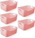 KEPLIN Plastic Studio Basket - Container Boxes for Storage Organising in Home or Office - Suitable for Shelfs Drawers Laundry Cupboard (Pink, 5 Pack)