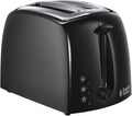 Russell Hobbs Textures 2 Slice Toaster (Extra Wide Slots, 6 Browning levels, Frozen, cancel & reheat function with indicator lights, Removable crumb tray, 850W, Black matt & high gloss finish) 21641