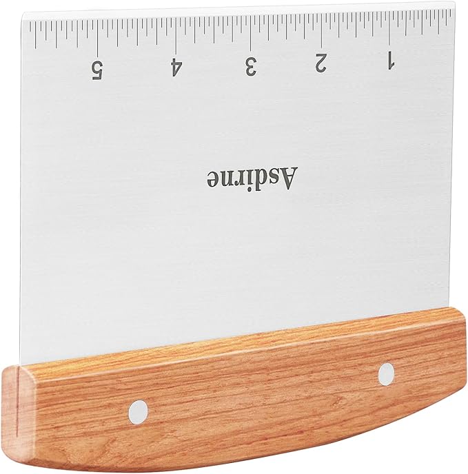 Dough Cutter, Dough Scraper with Wooden Handle and Food Grade Stainless Steel Blade, Pastry Scraper, 15CM