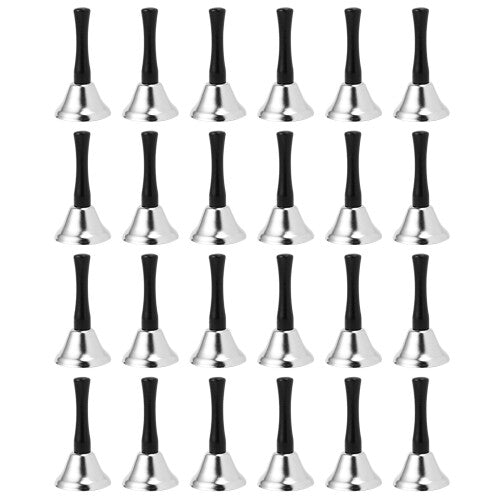 24 Pieces Black Wooden Metal Bells Musical Percussion (Nickel White)