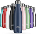Mont-Clair Stainless Steel Water Bottle, Vacuum Insulated - BPA Free, 12h Hot & 24h Cold Drinks, Metal Water Bottle 500ml Leakproof, Ideal for Adult, Kids, Running - Dark Blue