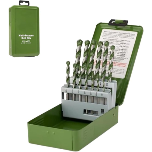 13 Piece Multi-Purpose Drill Bit Set, Multipurpose Tools for Metal, Wood, Masonry & Plastic, Steel with Titanium Coating