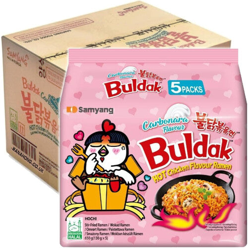 Samyang Hot Chicken Flavour Buldak Ramen Noodles (Carbonara Flavour) 130g (40 Pack)