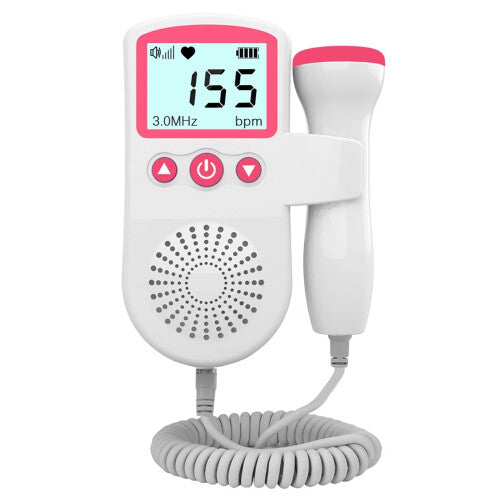 (Pink) Ultrasonic Fetal Doppler Detect Baby Heartbeat Rate Probe Prenatal Monitor