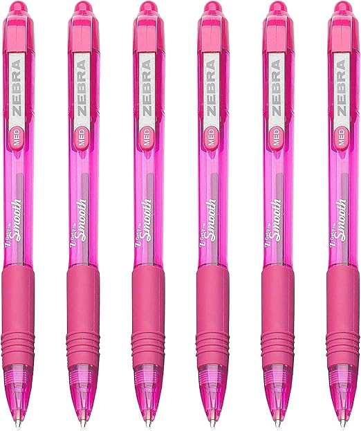 ZEBRA Z-Grip Smooth - Retractable Ballpoint Pen - Pack of 6 - Pink