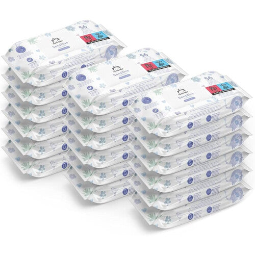 Amazon Brand Mama Bear Sensitive Unscented Baby Wipes 1008 Count (18 Packs of 56)