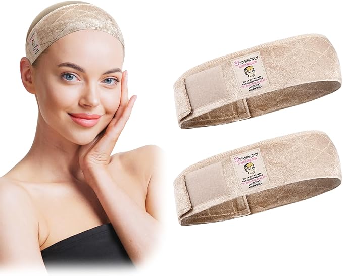 Dreamlover Wig Grip Headband, Elastic Wig Band, Velvet Non Slip Headband, Nude, 2 PCS