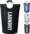 Armo® 90L Large Laundry Basket Foldable Collapsible Freestanding Washing Bin Basket (Black)