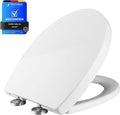 Ibergrif Soft Close Toilet Seat White, O Shape Quick Release Toilet Seat with Adjustable Hinges, Top Fixing M41002