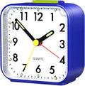 Alarm Clock, Silent Alarm Clocks Bedside Non Ticking Table Bedside Clock Battery Powered Large Display Snooze Light Clocks for Heavy Sleepers Bedrooms Office Travel (Blue)