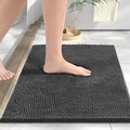HITSLAM Chenille Bath Mat Non Slip Anti Mould, 60x40cm Ultra Soft Bathroom Mat, Super Absorbent Bath Mats for Bathroom, Machine-Washable Quick Dry Bath Foot Mat, Bath Rug for Shower and Tub, Charcoal