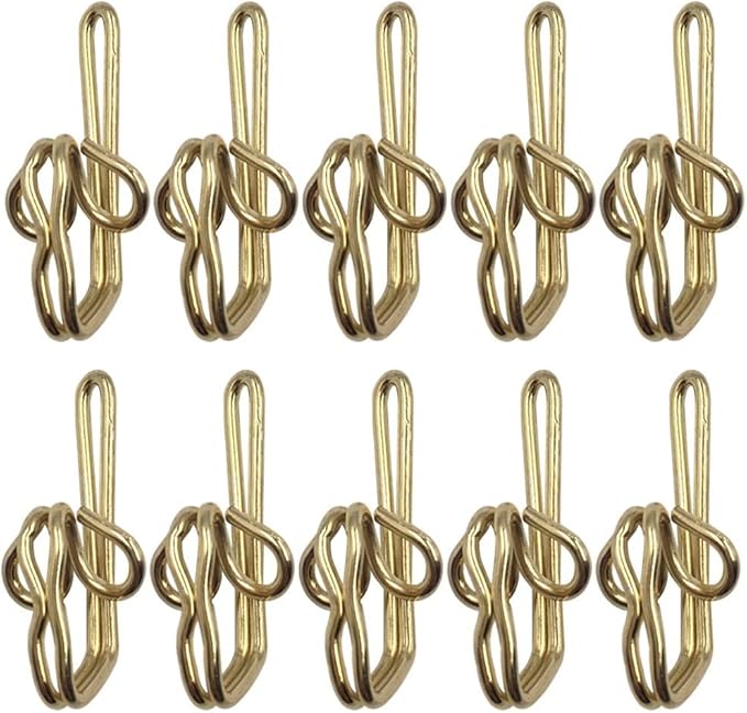 100 Pieces Metal Curtain Hooks, Drapery Hooks, Metal Curtain Header Tape (Gold)