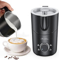 Milk Frother Electric - 8 in 1 Milk Steamer, 400 ml Automatic Hot and Cold Foam Maker for Lattes, Cappuccinos, Hot Chocolates and Oat Milk/Almond Milk, Auto Shut Off, Dishwasher Safe, Black