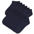 (6-9 Years, Navy) Girls Boys 6 Pack Plain Trainer No Show Socks