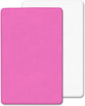 2 x Next to Me Compatible Crib Fitted Sheets (85 x 51 cm) | Ultra Soft Brushed Microfibre Oeko-tex Standard100 Sheets | Comfy & Breathable Sheets For Girl & Boy (White&Pink, 85x51 cm)