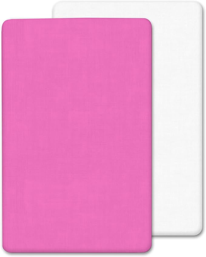 2 x Next to Me Compatible Crib Fitted Sheets (85 x 51 cm) | Ultra Soft Brushed Microfibre Oeko-tex Standard100 Sheets | Comfy & Breathable Sheets For Girl & Boy (White&Pink, 85x51 cm)