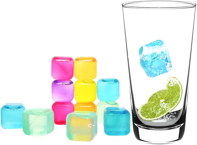 Ram® 50 Pack Reusable Ice Cubes for Drinks Frozen Cold Drink Chilled Ice Cubes Multi-Coloured