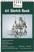 1ABOVE Artists pad, Spiral Bound Sketch Pad Sketch Paper for Artists. Ideal for The Studio, School Or at Home - 170gsm Cartridge Paper (A4)