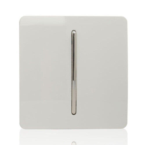 Trendi 1 Gang 2 Way 10 Amp Rocker Chrome Light Switch in Glossy White