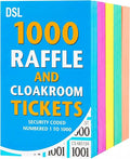 DSL 5-Pack Raffle Tickets Books 1-1000 – Cloakroom & Tombola Tickets with Secure Numbering – Perforated Raffle Ticket Books for Fundraisers, Prize Draws, Charity Events & School Fairs