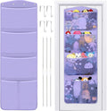 Stuffed Animal Storage, with 3 Large Pockets and 2 Medium Pockets, Over The Door Organizer Storage for Closet, Baby, Plush Toy, Hanging Door Organizer for Nursery, Bedroom, Bathroom, Kids Room(Purple)