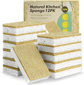 Eco Washing Up Sponges 12 Pack - Natural Cellulose & Sisal Non Scratch Heavy Duty Kitchen Dish Sponges, Biodegradable Compostable Cleaning Sponge Scourers for Household, Kitchen Cookware