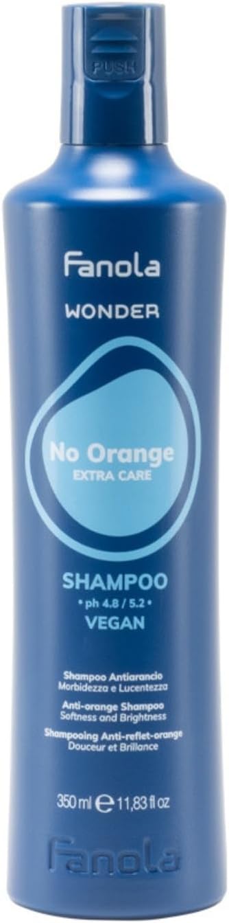 Fanola Wonder No Orange Shampoo, Neutralizing Orange Highlights Shampoo for Blonde and Light Brown Hair with Immediate Toning Action, SLS/SLES Free and Vegan, 350ml