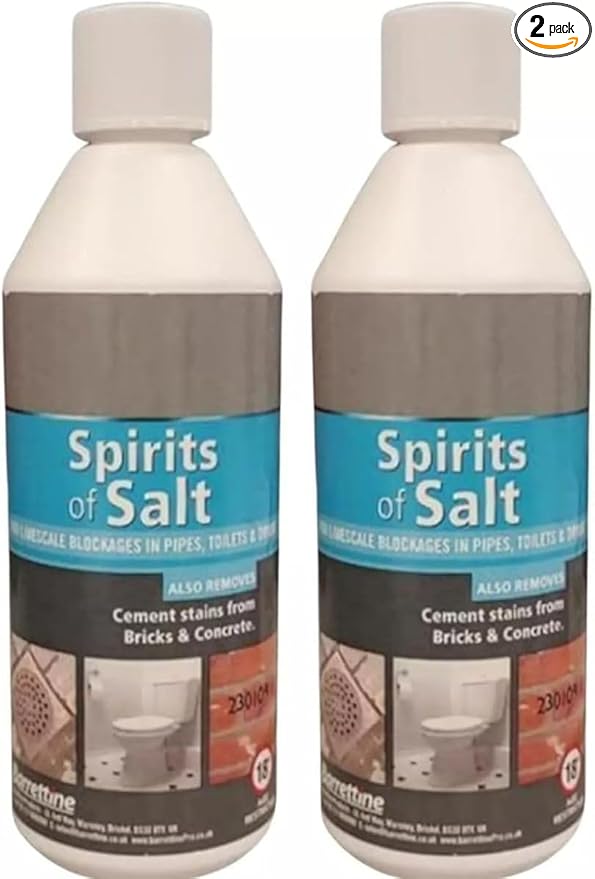 2X Spirits of Salt Drain & Toilet Cleaner - 500ml Limescale Remover, Fast-Acting Unblocker for Pipes, Toilets, & Drains - Multi-Purpose Formula for Stubborn Blockages & Hygiene Restoration