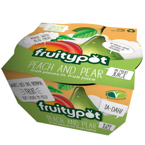 Fruitypot Peach & Pear in Juice Pots - 18x113g