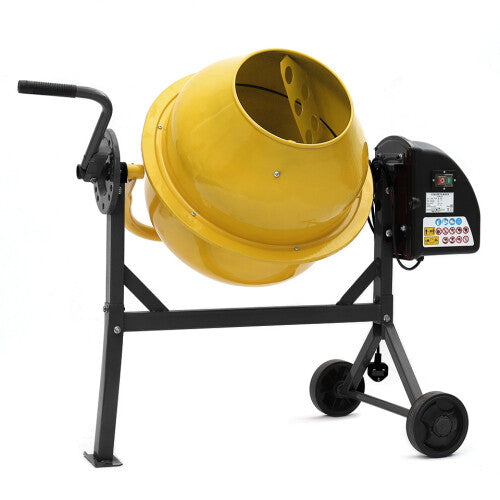 63L Portable Cement Mixer with Wheels, Yellow