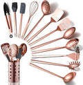 Copper Kitchen Utensils Set,13 Pieces Stainless Steel Cooking Utensils Set With Titanium Rose Gold Plating,Kitchen Tools Set With Utensil Holder For Non-Stick Cookware Dishwasher Safe (13 Packs)