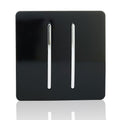 Trendi 2 Gang 2 Way Modern Glossy 10 Amp Light Switch Piano Black