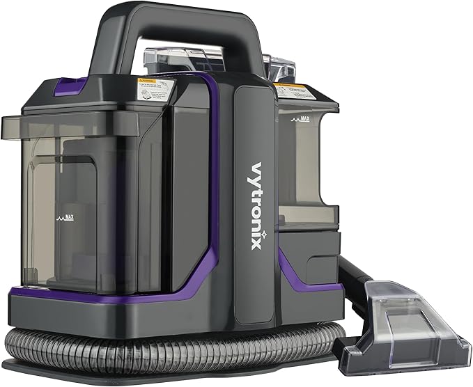 Vytronix SWASH450P Spot Cleaner | Spot & Stain Remover | Clean Up Spills & Pet Messes from Carpets, Stairs, Upholstery & Car Seats | Self Cleaning Function, 450W 1L Capacity Twin Tank Spot Washer