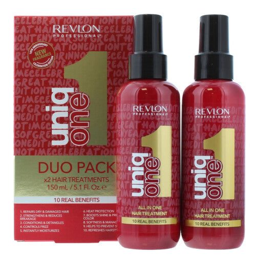 Revlon Uniq One Original 2-Pack Duo - All-In-One Hair Treatment, 2 x 150ml, 10 Benefits for Healthy, Shiny Hair