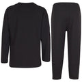 (11-12 Years, Black) Girls Boys Raglan Sleeves Plain Pyjamas Set
