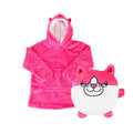 (Pink) Hoodie Plush Blanket Soft Warm Kid Coat Pillow