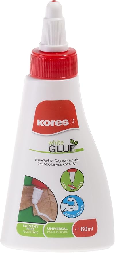 Kores - Extra Strong Glue - Adhesive Liquid PVA Glue for Crafting - Non-Toxic and Safe, for Kids and Adults - Back to School Stationery, Stationery Supplies, Office Supplies - Pack of 1 x 60ml