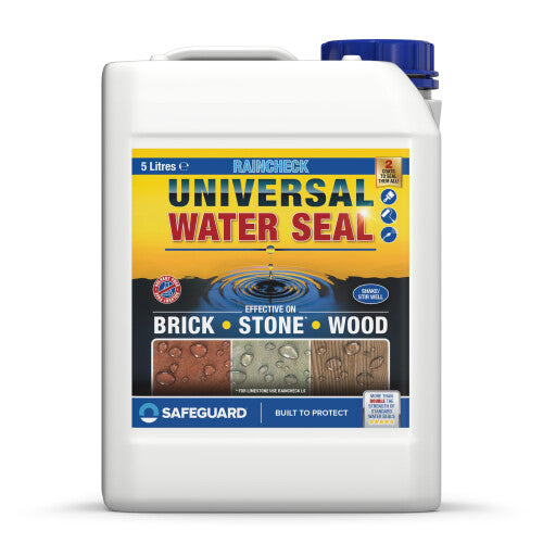 Raincheck Universal Waterseal - (5L Clear) - Breathable Exterior Brick, Wood, Concrete, Stone Waterproofing Sealer