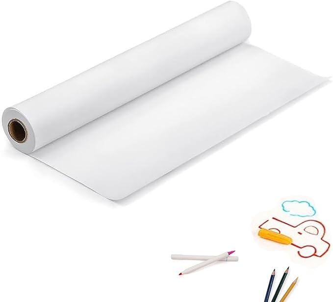 White Drawing Paper Roll 44CM X 15M, Arts Craft Paper Roll for Painting Sketching Wrapping Paper for Gifts, Easel Bulletin Board Paper and Wall Art