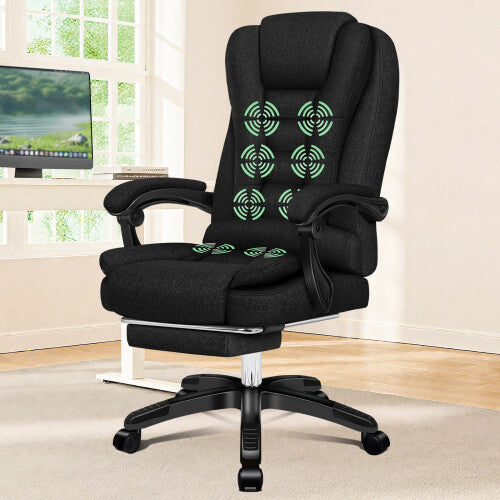 ELFORDSON Massage Office Chair Heated Executive Gaming Fabric Black